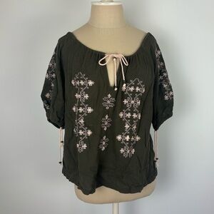 Sanctuary Blouse Green 100% Cotton Boho XS